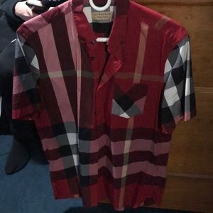 Burberry red button up summer time shirt
